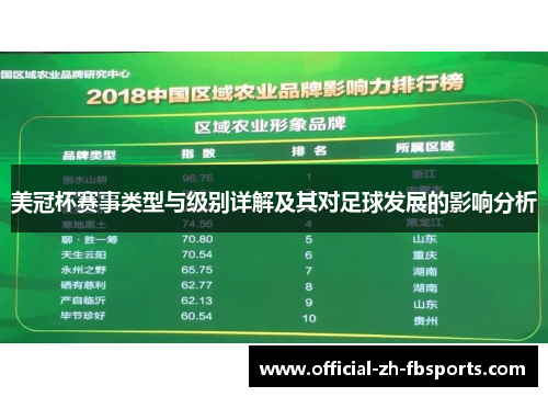 美冠杯赛事类型与级别详解及其对足球发展的影响分析